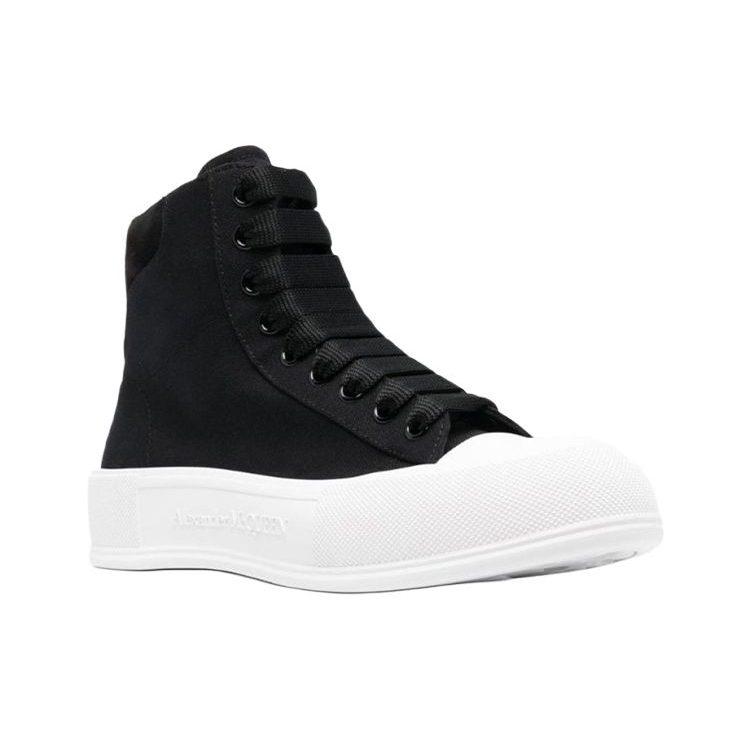 Alexander Mcqueen Deck Высокие Стильные Скейтбордические Кроссовки Мужские Черные 707681W4MV71070