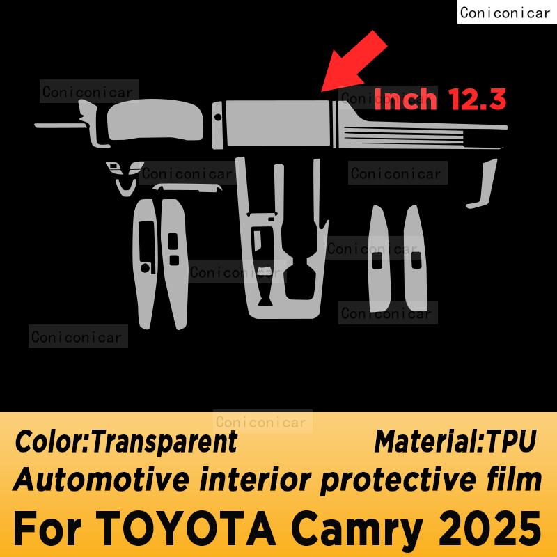 For TOYOTA CAMRY 2025 Panel Dashboard Navigation Automotive Interior Protective Film TPU Anti-Scratch