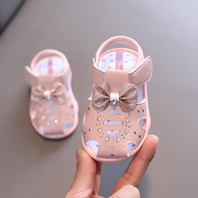 Летняя прогулочная обувь для девочек 1-2-3 лет, нескользящие дышащие детские сандалии