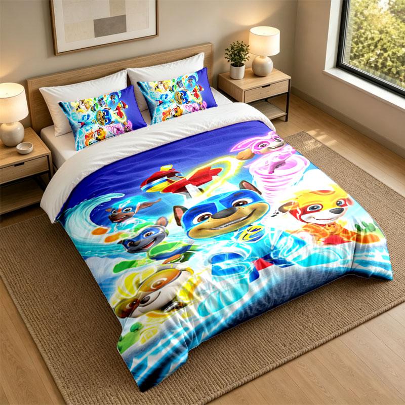 3Pcs Bedding SetPAW Patrol Soft Bed Sheet and Two Pillowcases Home Bedroom Decor
