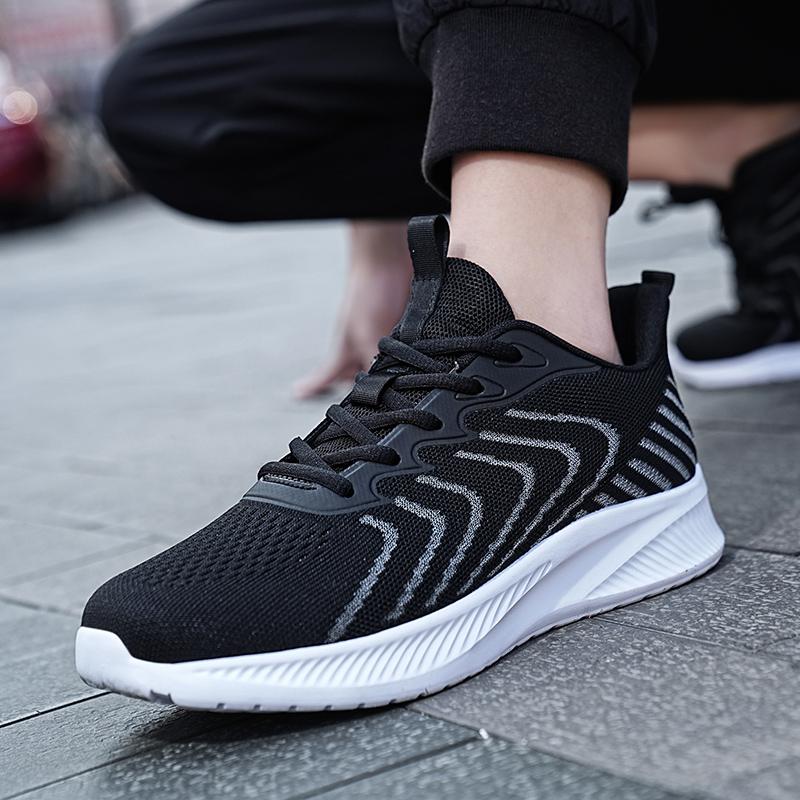Сетчатые мужские кроссовки, дышащие, летающие, тканые, легкие, студенческие, молодежные, с мягкой подошвой, нескользящие, трендовые, спортивные, повседневные, кроссовки для бега