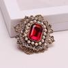 Vintage Rhinestone Brooch for Women Girls Baroque Rectangle Crystal Simulation Pearl Corsage Wedding Gift