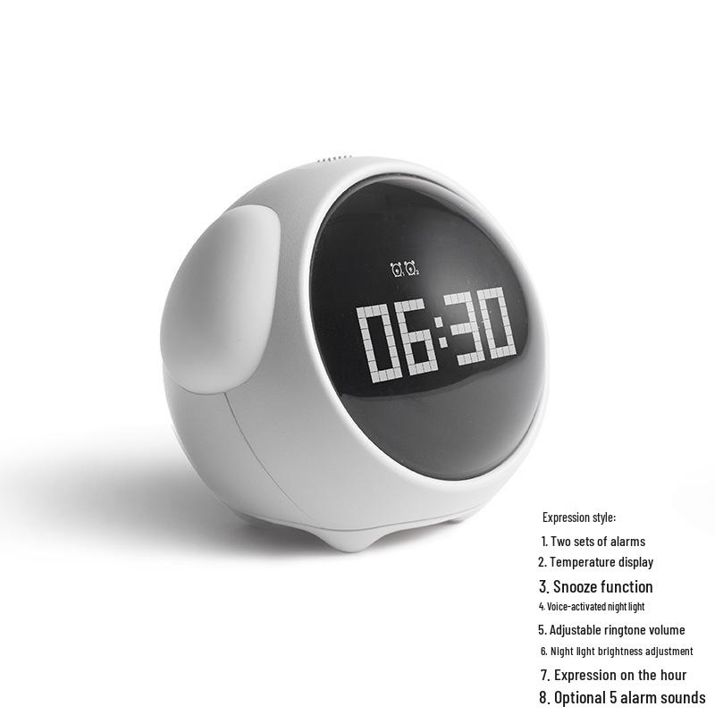 Multifunctional Cartoon Night Light Alarm Clock with Sound Control and USB Charging for Kids
