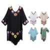 Bikini Cover Up Hollow Out Crochet Patchwork Loose-fitting Sun Protection Swimwear Tunic