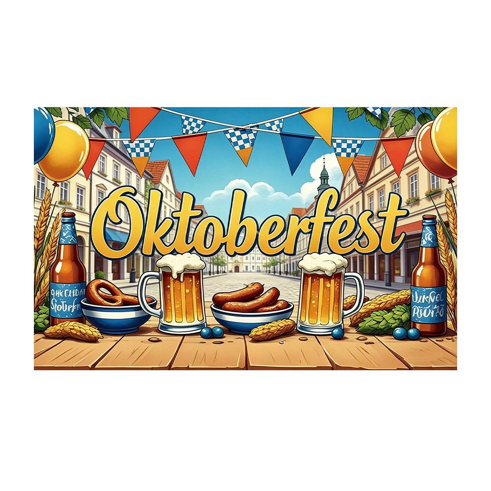 Oktoberfest Munich Beer Background Banner Barley Malt Pattern Restaurant Party Pub Wall Decor Photography Backdrop 5x3FT