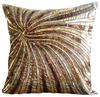 Toss Pillow Cover Brown Shams Sequins & Beaded Spiral Glitter Pillow Covers Silk Shams Pillow Shams Style - Gold Bloom