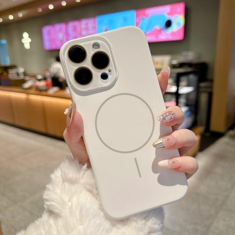 Жидкий силикон для Magsafe Защитный чехол для стеклянных линз для iPhone 17 16 14 13 11 12 15 Pro Max Plus Магнитная беспроводная зарядка Чехол