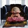 Smiling Buddha in meditation posture Flannel printed blanket suitable for all seasons suitable for living office sofa and travel