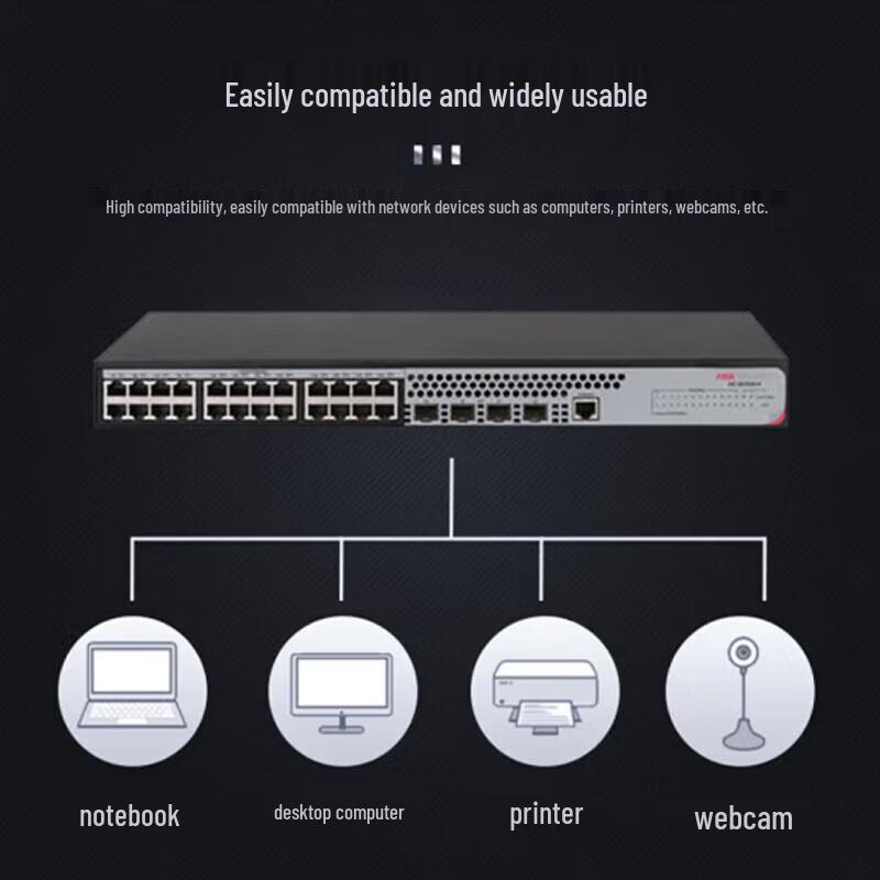 Gigabit-коммутатор агрегации Hikvision на 28 портов, китайская вилка (адаптер в комплекте)