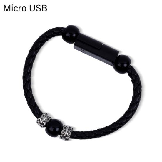 Плетеный браслет из искусственной кожи Кабель для зарядки Micro USB Type-C Шнур синхронизации данных