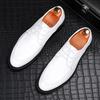 Men's Black White Lace Up Patent Leather Oxford Flats Casual Shoes Male Homecoming Wedding Dress Zapatillas Hombre