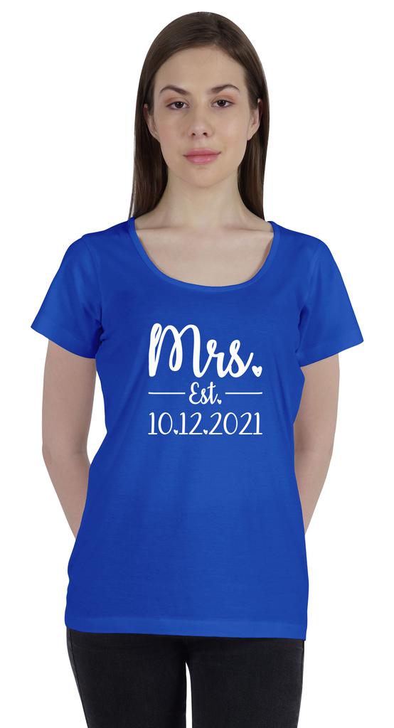 Inkdotpot Персонализированная женская футболка-топ Mrs.  Рубашка с объявлением о свадьбе