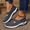 Women's Cut-out Sneakers Casual Breathable Slip On Walking Shoes Lightweight Outdoor Flat Shoes