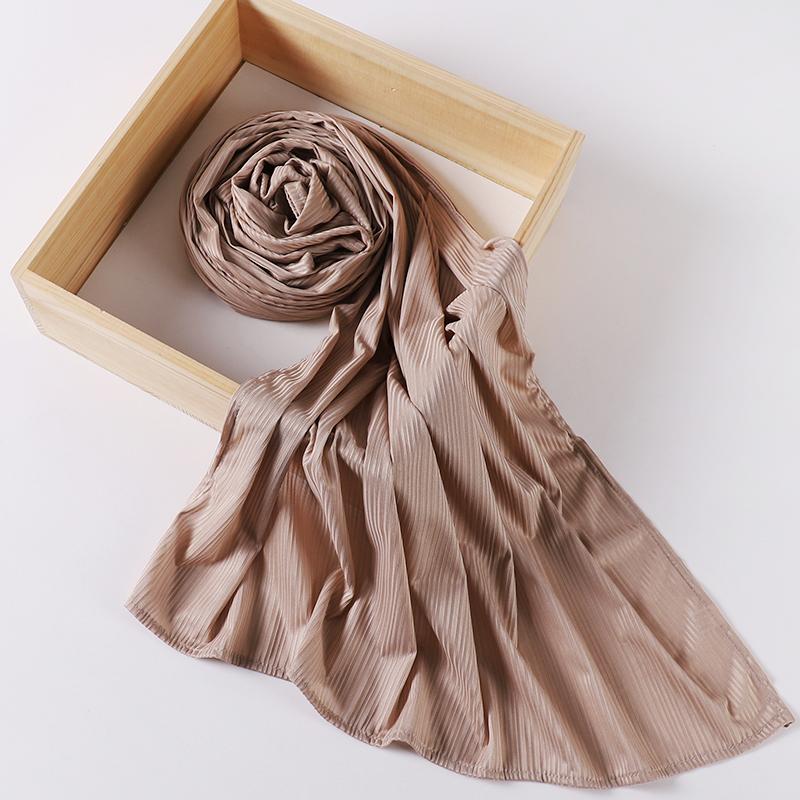 Рубчатый трикотажный хиджаб Мусульманский однотонный шарф Креповый хиджаб Шарф Мягкая исламская шаль Обёртывания Повязка на голову Вуаль Женщина Мусульманка