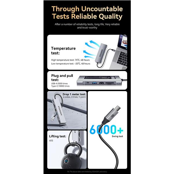 Essager USB-концентратор 8-в-1 с функцией хранения диска USB Type-c к HDMI-совместимой док-станции для ноутбука Macbook Pro Air M1 M2