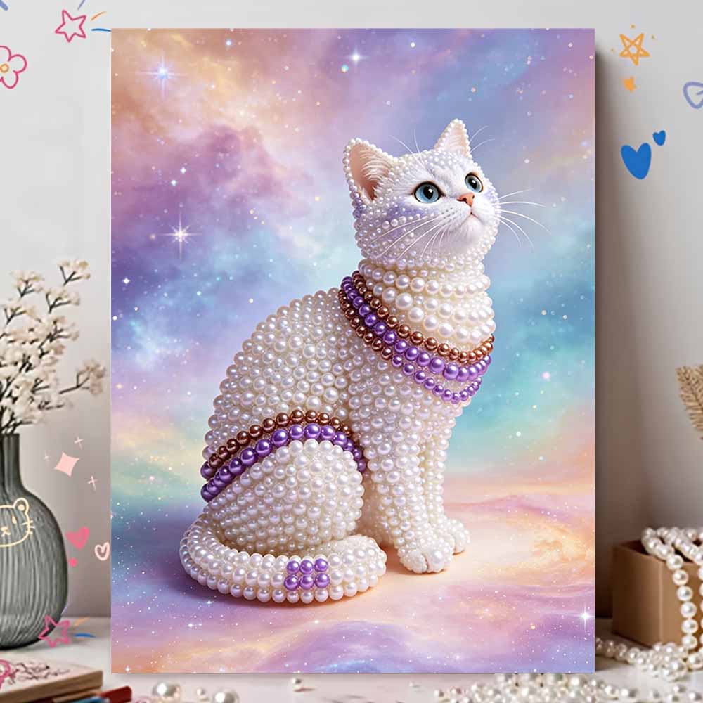 Набор 5D Жемчуг Дизайн Жемчужный Кот DIY Эмаль Арт для Гостиной Спальни Настенное Украшение Ручная Работа Подарок
