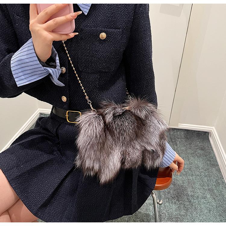 Осенью и зимой новая сумка для волос женская заколка для волос из лисы женская сумка текстура плечо через плечо облако сумка модная внешняя торговля женская сумка
