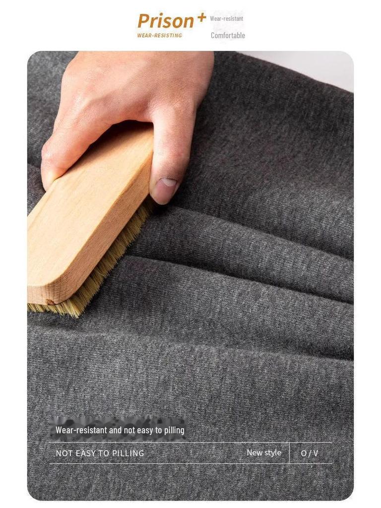 Men's Gold Velvet Two-Piece Warm Suit: Autumn/Winter Plush Crew Neck T-Shirt and Solid Color Pants In Trendy Oversized Fit.