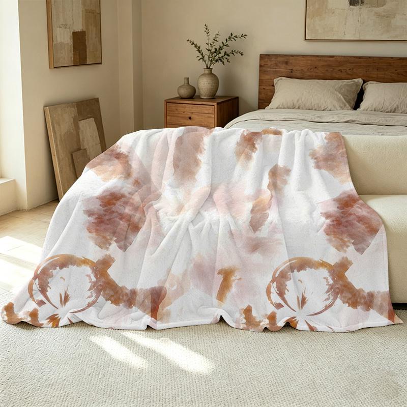 Tie-Dye Hemmed Flannel Blanket – Soft Skin-Friendly Warm Cozy Throw for Home Sofa Decor, Halloween & Christmas