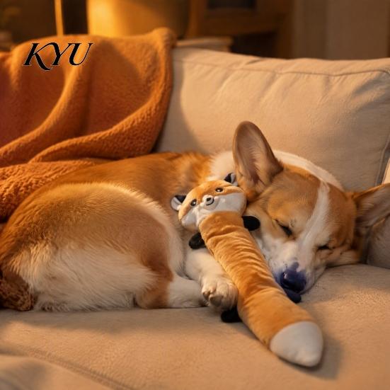 Portable Dog Toys for Travel Crinkle Animal Toy, Plush Squeaky Chew Fox Raccoon Safe Dogs Squirrel Puppy Teething Toy Small Medium And Large