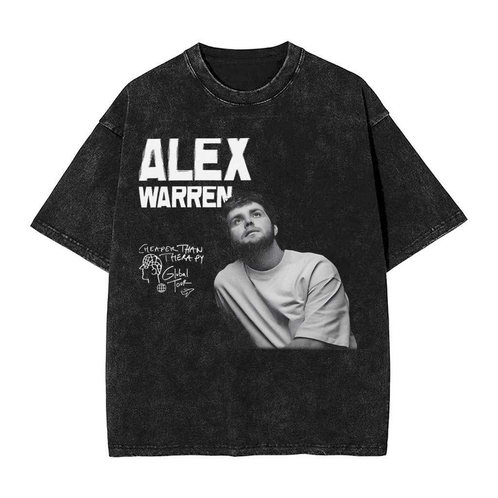 Alex Warren Tour 2025 Washed TShirt Male Streetwear Cotton TShirts Beach ONeck Trending Tee Shirt Design Plus Size Tops