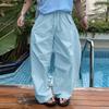 Men's Elastic Waist Ruffled Long Lightweight Quick-drying Wide Legs Pants Trousers