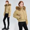 High Waist Big Fur Collar Hooded Short Cotton Jacket Women's Autumn and Winter New Down Cotton Jacket Thin Jacket