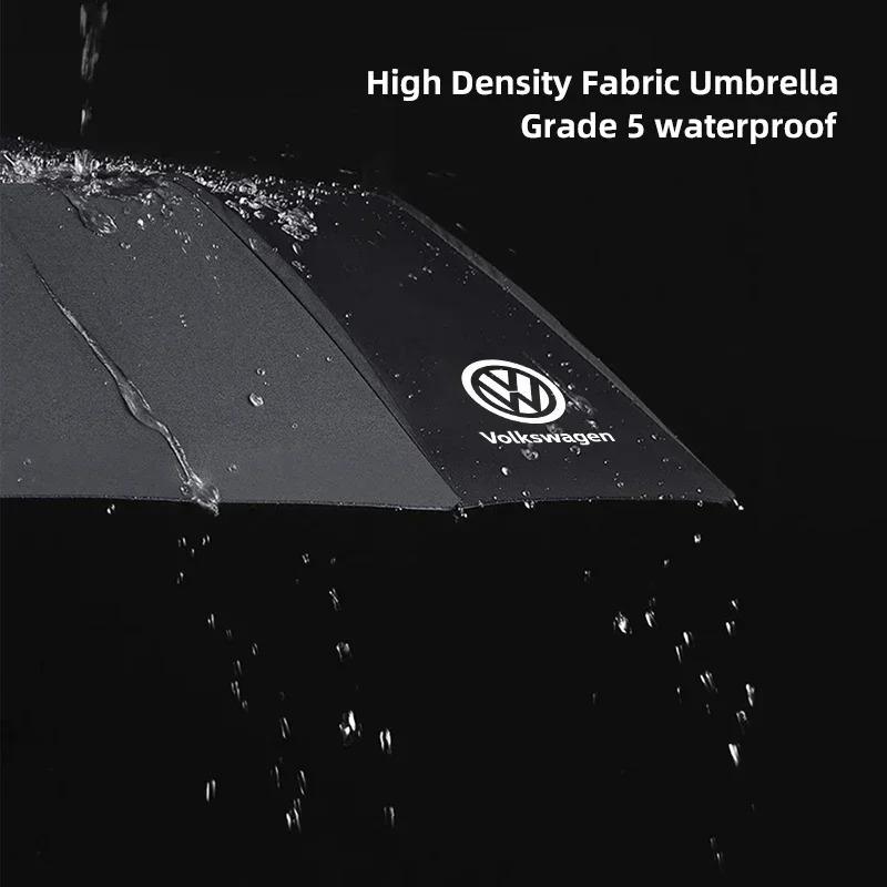 Car Logo 12 Bone Automatic Umbrella UV Resistant Sunshade For VW GTI Polo Golf Passat Scirocco Jetta Beetle T-ROC Touareg CCBD7