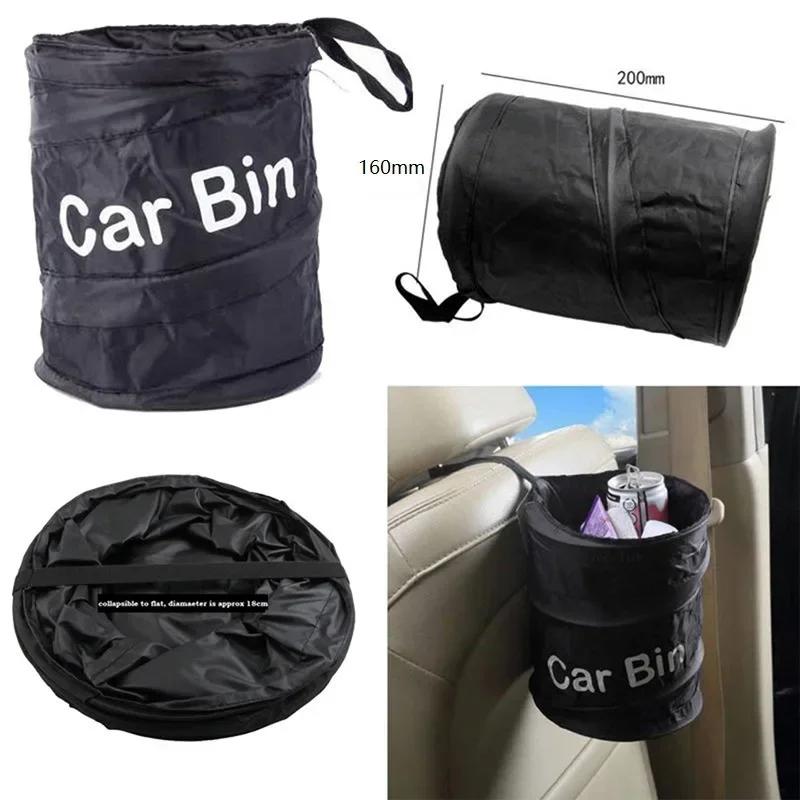 Collapsible Black Car Trash Can Pack Trash Bag Rubbish Waste Bin for Little Leak Proof Car Cooler Bag Garbage Bag Wastebasket