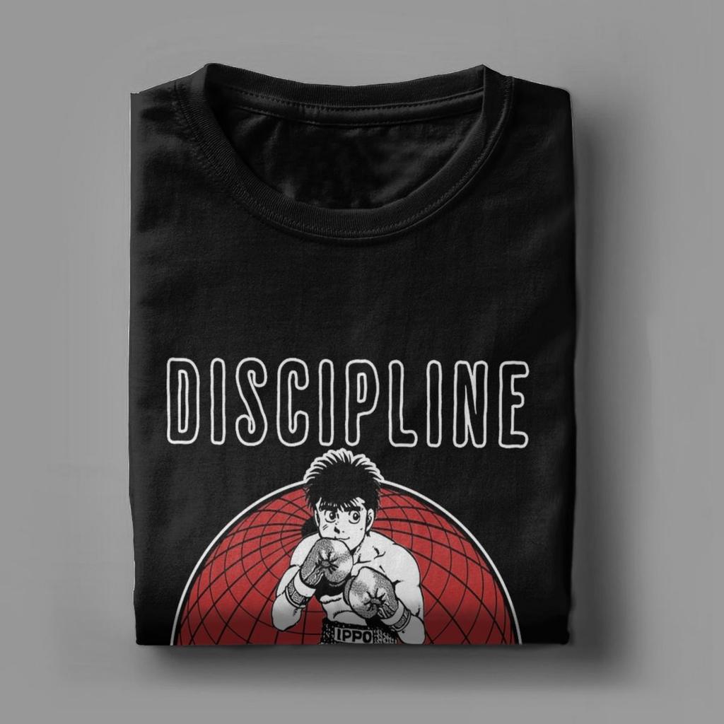Футболка Hajime No Ippo Discipline Anime для мужчин, новинка, футболки из чистого хлопка, короткий рукав, круглый вырез, топы больших размеров