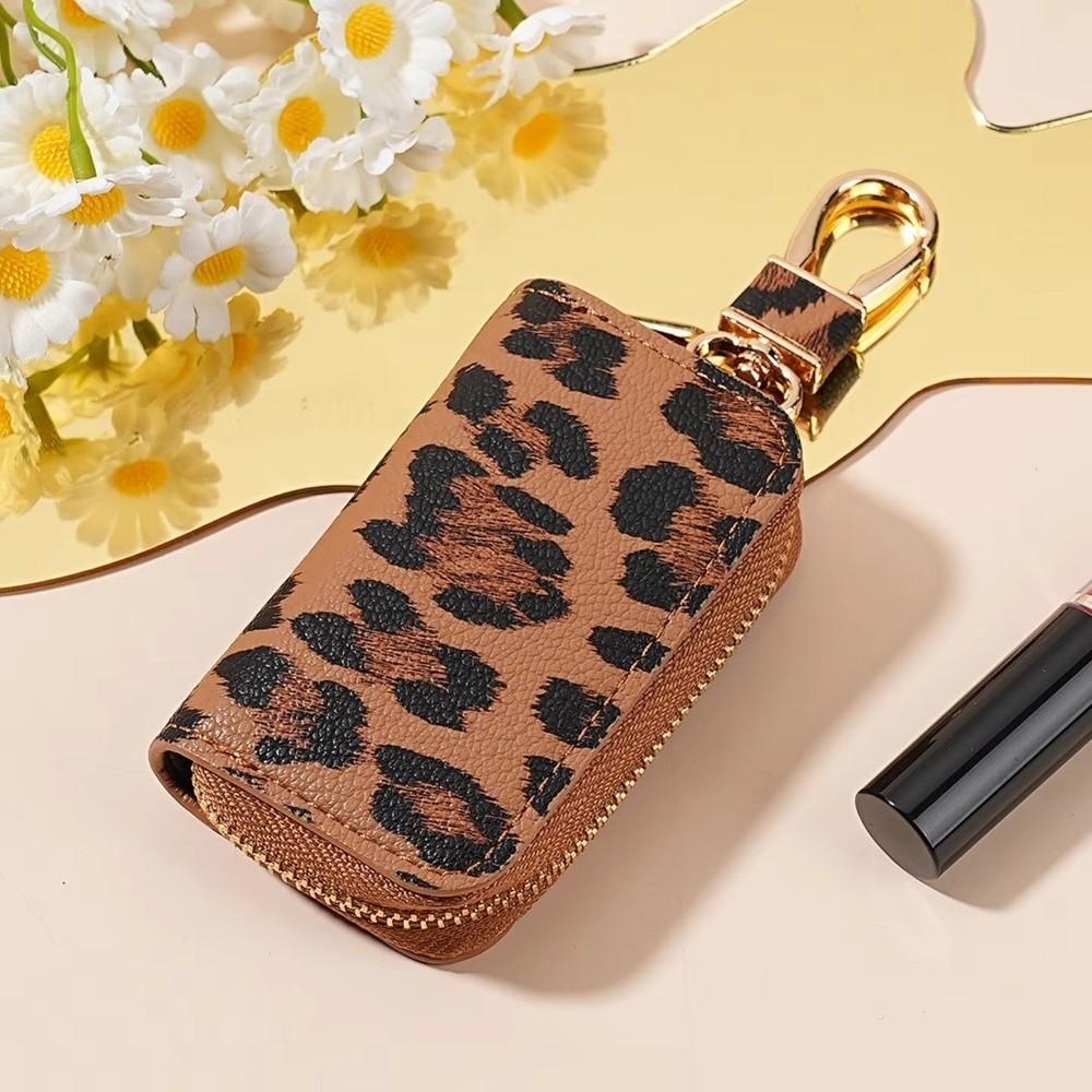 Leopard Pattern Key Cover Multifunctional Keychain New Car Key Case Men Women