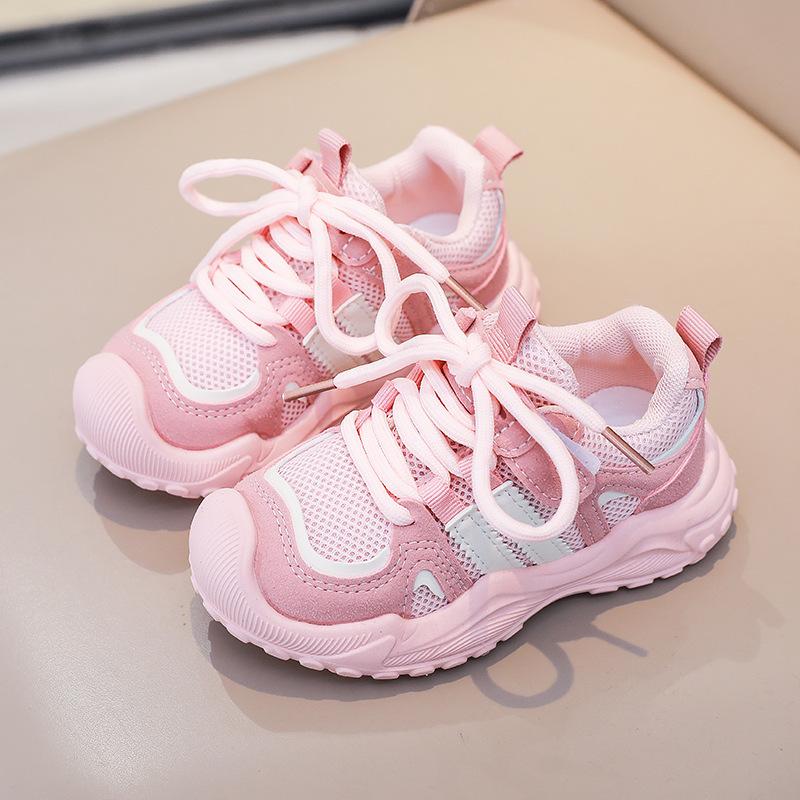 Kids Spring Mesh Velcro Sneakers Soft Sole Breathable Running Shoes For Boys And Girls Casual Versatile Athletic Footwear