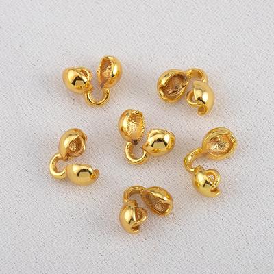 10 шт. 20 шт. Позолоченная латунь 18K Наконечники-ракушки с петлей для браслета из жемчуга, Заглушки, Пряжка, Компонент для изготовления украшений своими руками