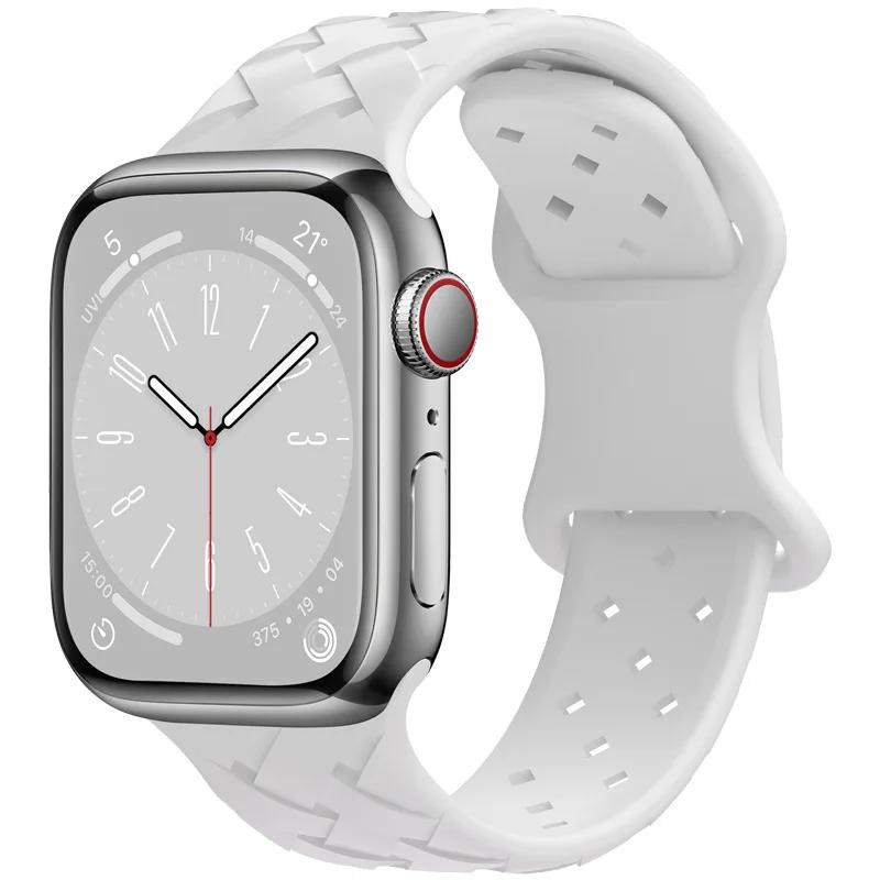 Спортивный плетеный силиконовый ремешок для Apple Watch Band 44 мм 40 мм 45 мм 49 мм 46 мм Дышащий браслет iwatch series 10 9 7 8 se ultra 2