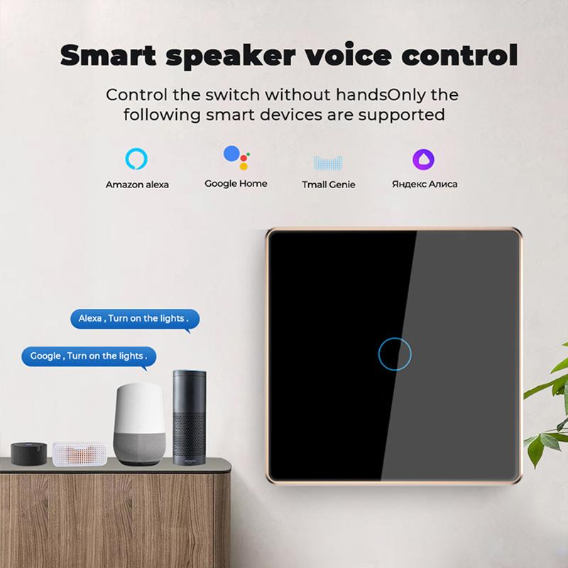 LangYeao ZigBee EU UK Aluminum Frame Tuya Smart Touch Switch 1/2/3 Gang Wall Light Switch No Neutral No Capacitor for Smart Home