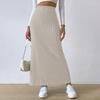 Women Maxi Ribbed Skirt Igh Waist Stretchy Rib Knit Split Slit Hem Midi Pencil Skirt Long Skirt Streetwear
