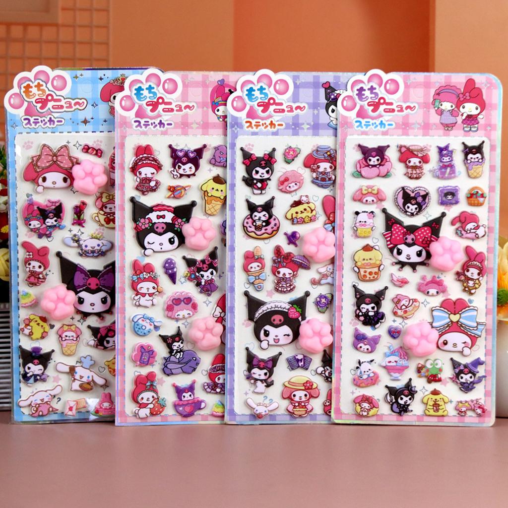 Sanrio Soft Pinched Happy Soft Cute Cat Claw Decompression Sticker Bubble Sticker Phone Case Decoration Sticker Birthday Gifts