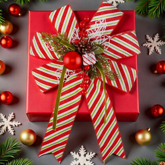 Yousheng Christmas Tree Pendant Bow Large Champagne Christmas Wreath Bow Stunning Gift Bow Knot Wedding Mother Day Decoration