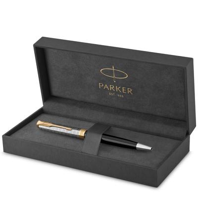 Шариковая ручка PARKER Sonnet Premium Metal Black GT со средним наконечником в подарочной коробке, оригинальный импортный продукт 2119787 и на масляной основе