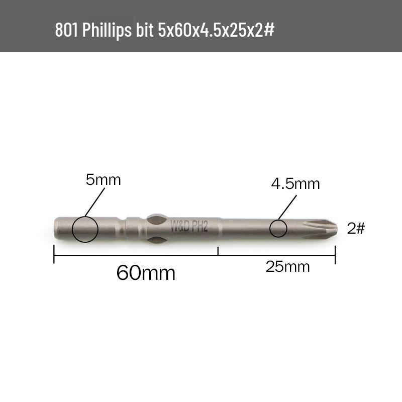 801 Электрическая отвертка, насадка W&D 4 мм, крестовая отвертка Phillips, 5*60*3, 4C, импортная сталь