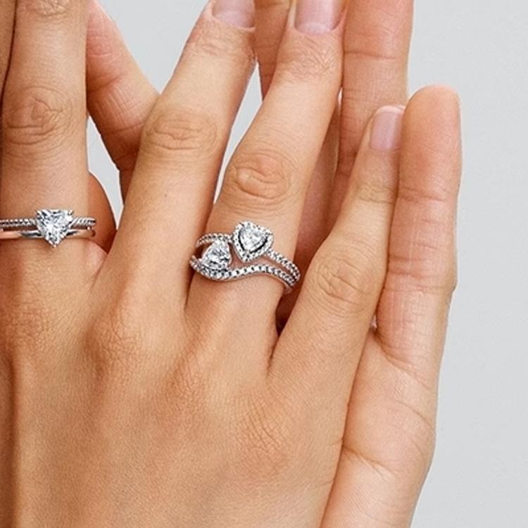 Pandora Pavé Heart Wave Design 925 Silver Ring Women ring 193661C01