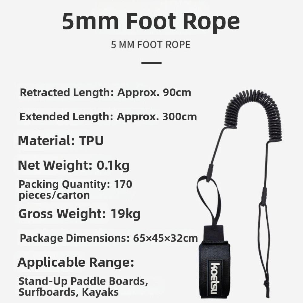 5mm/7mm Elastic Sup Board Foot Leg Rope Multicolors TPU Surfing Stand UP Rope Elastic Practical Kayak Boat Leash Rope