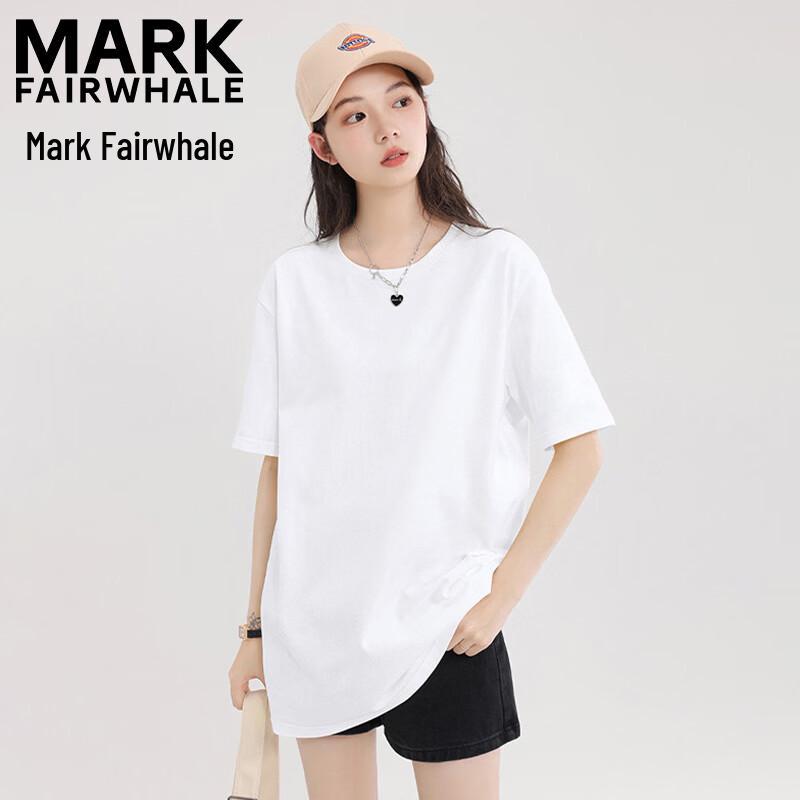 Mark Fairwhale Женская хлопковая футболка свободного кроя средней длины с круглым вырезом