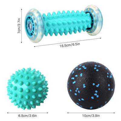 Массажный ролик для ног с колючими шариками, фасциальный шарик, резинка для хранения, набор для хранения от боли