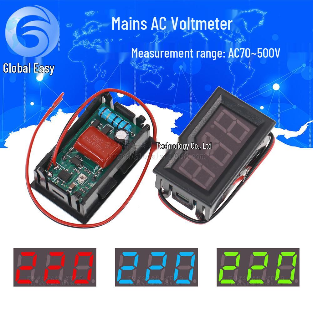 Светодиодный цифровой вольтметр AC220V, двухпроводной дисплей, диапазон 70В-500В