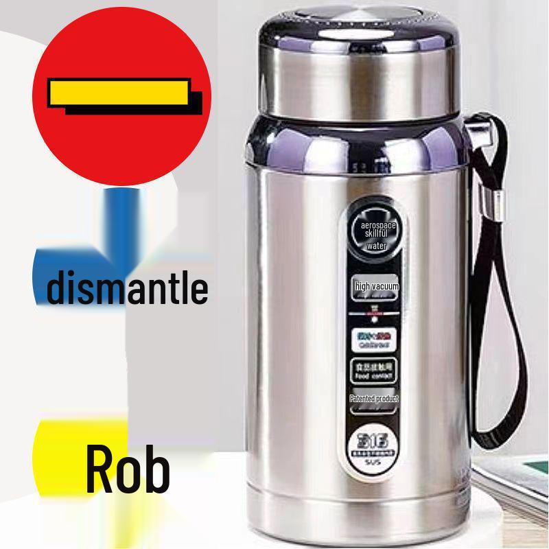 Термобутылка из нержавеющей стали большой вместимости для занятий спортом на открытом воздухе - Короткий, широкий дизайн для мужчин и женщин