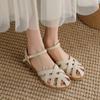 Fashion Women's Shoes 2024 High Quality Summer Women's Sandals One-word Buckle Closed Toe Solid Chunky Heels Dress Daily Sandals Women