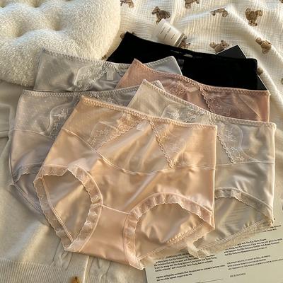 Большие размеры женские трусики с высокой талией и подтяжкой живота, дышащие, сексуальные, с кружевным краем, с завернутыми бедрами