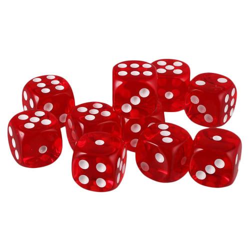 [Generic] Set of 10 Tabletop Role-Playing Game Acrylic Toy Six-Sided Dice, D6, 10 Colors - Red