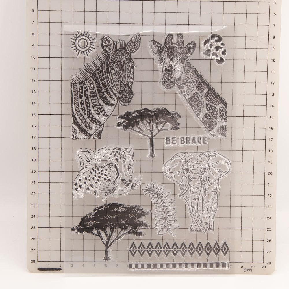 Прозрачные силиконовые прозрачные штампы с животными, жирафом, слоном для печати, сделай сам, скрапбукинг, декор для фотоальбома, поздравительный цветок